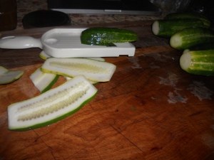 cut your pickles into the desired shape